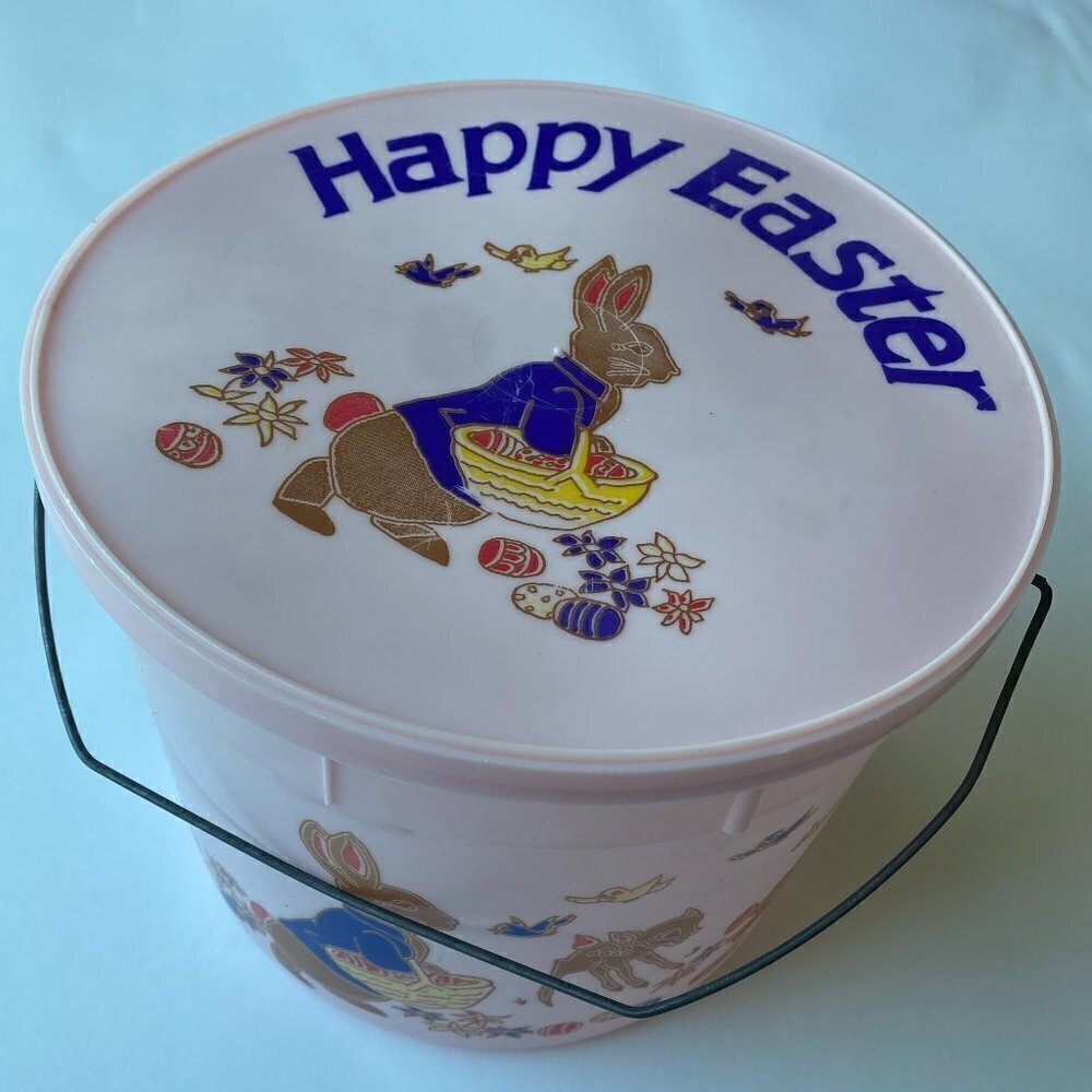 Vintage Plastic Easter basket. USA for Cardinal Packaging Pink Bambi Disney